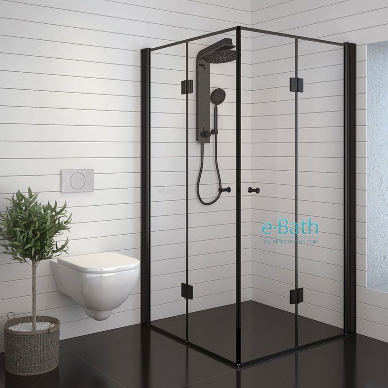 מקלחון שחור פינתי הרמוניקה 80X80 מקלחון שחור פינתי הרמוניקה 80X80