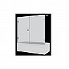 אמבטיון חזית צירים שחור מט,חצי קבוע וחצי דלת